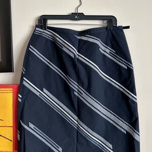 Ann Taylor Navy and White Midi Skirt